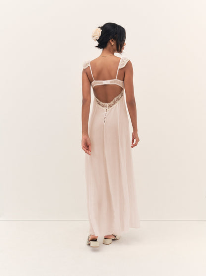 Gilded Lace Maxi Slip Dress Natural - For Love & Lemons