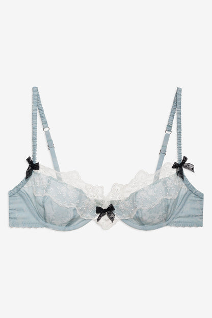 Bluebird Jacquard Underwire Bra Dusty Blue - For Love & Lemons