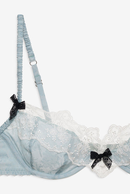 Bluebird Jacquard Underwire Bra Dusty Blue - For Love & Lemons