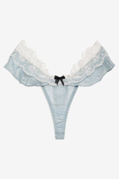 Bluebird Jacquard Thong Panty Dusty Blue - For Love & Lemons