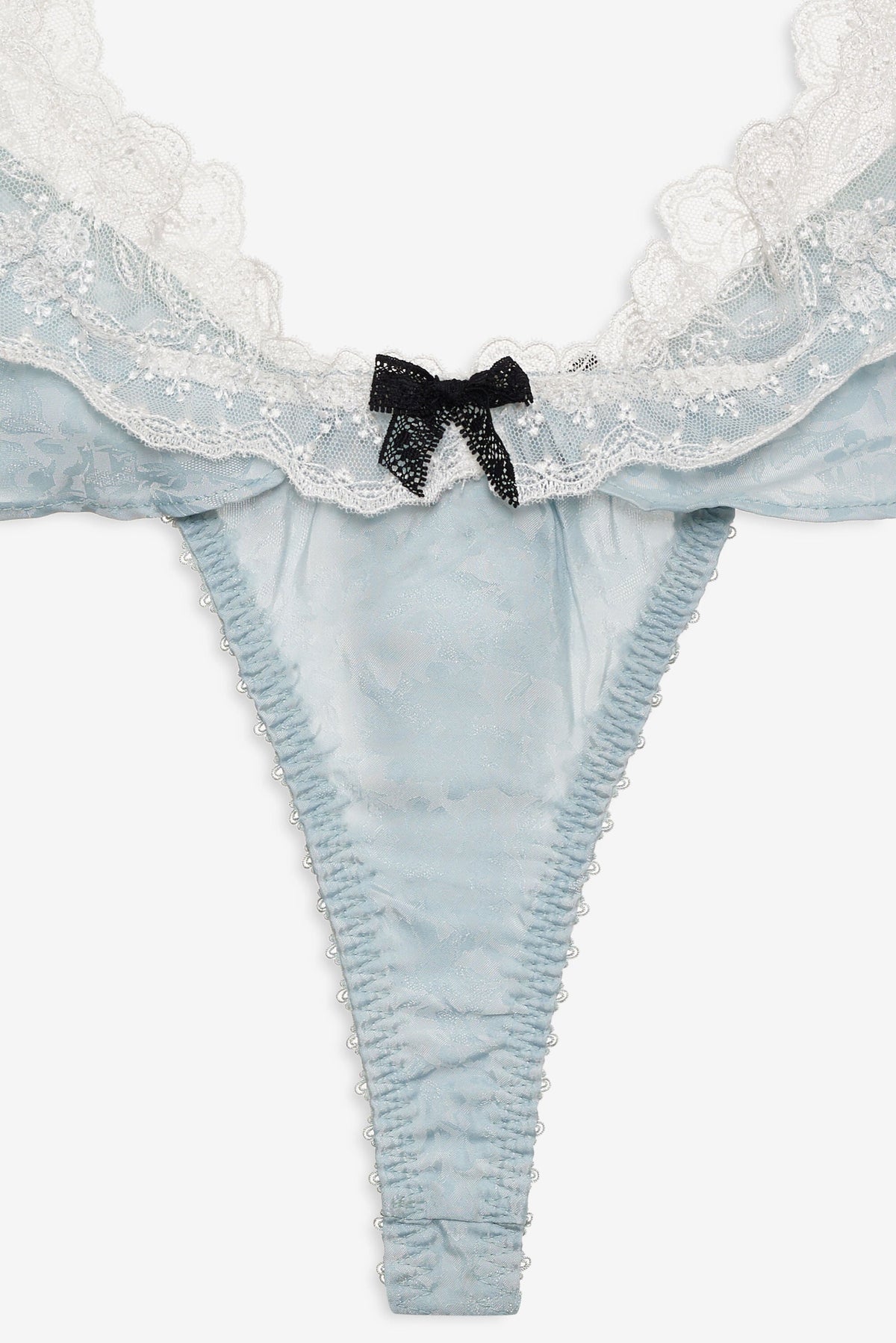 Bluebird Jacquard Thong Panty Dusty Blue - For Love & Lemons