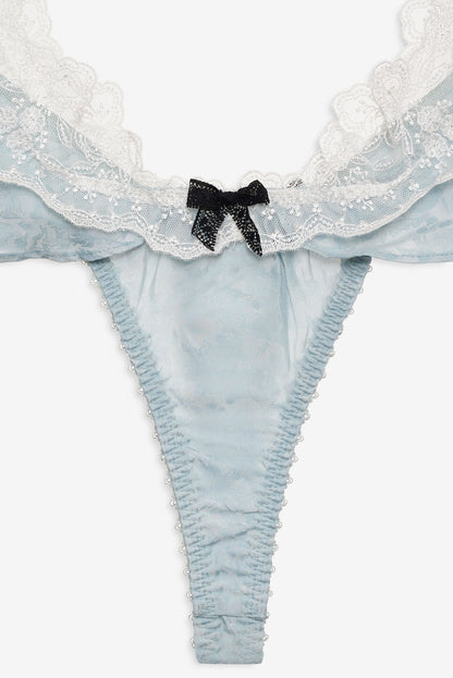 Bluebird Jacquard Thong Panty Dusty Blue - For Love & Lemons