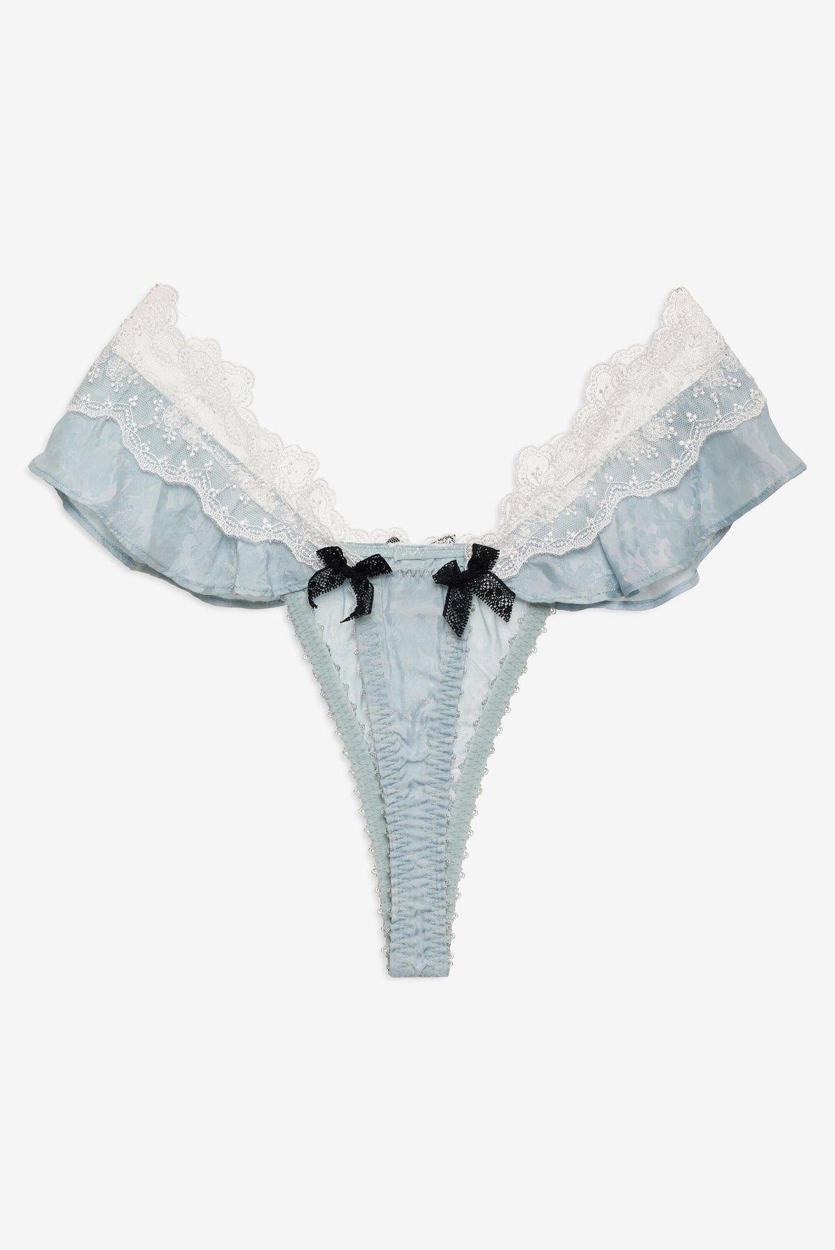Bluebird Jacquard Thong Panty Dusty Blue - For Love & Lemons