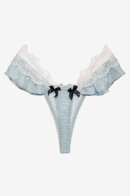 Bluebird Jacquard Thong Panty Dusty Blue - For Love & Lemons