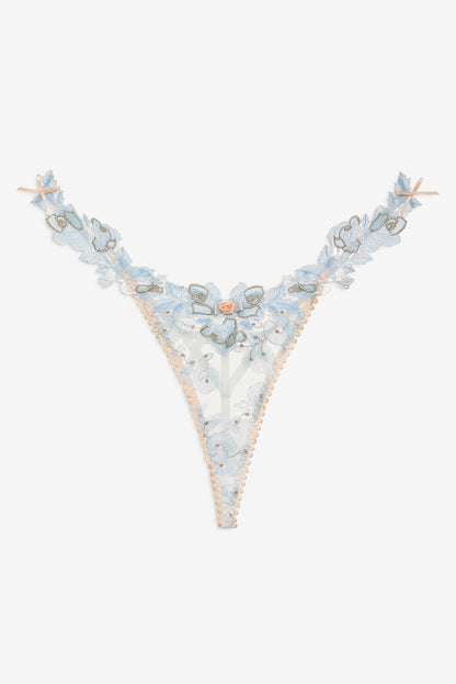 Winter Roses Thong Panty Blue - For Love & Lemons