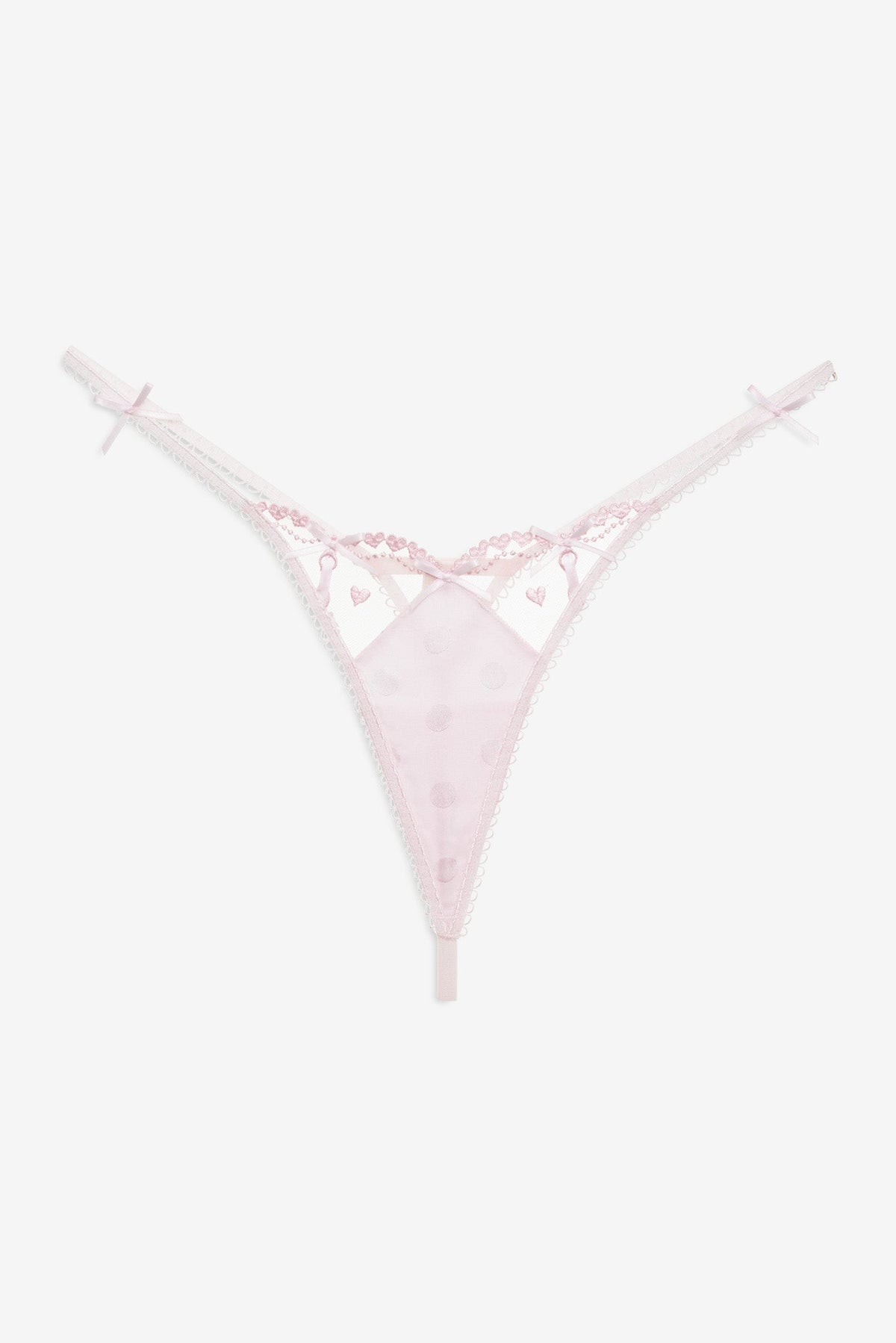 Slotted Hearts Thong Panty Pink - For Love & Lemons