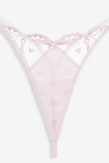 Slotted Hearts Thong Panty Pink - For Love & Lemons