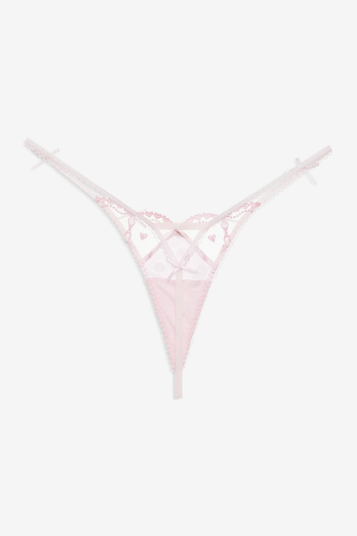 Slotted Hearts Thong Panty Pink - For Love & Lemons