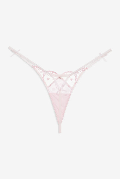 Slotted Hearts Thong Panty Pink - For Love & Lemons