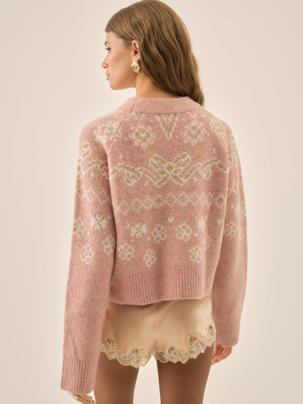 Arabella Intarsia Pullover Sweater Pink - For Love & Lemons