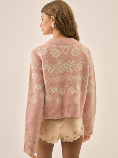 Arabella Intarsia Pullover Sweater Pink - For Love & Lemons