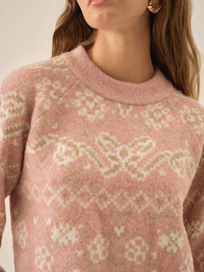 Arabella Intarsia Pullover Sweater Pink - For Love & Lemons