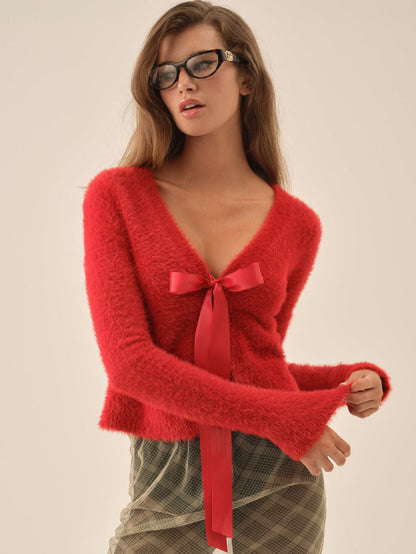 Tayla Knit Cardigan Red - For Love & Lemons