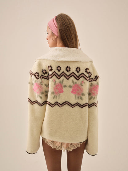 Posey Sherpa Pullover White - For Love & Lemons