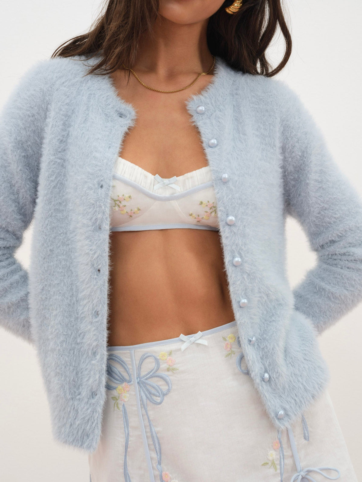 Belinda Cardigan Blue - For Love & Lemons