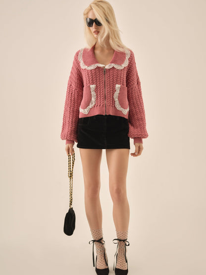 Tierra Knit Jacket Dusty Rose - For Love & Lemons
