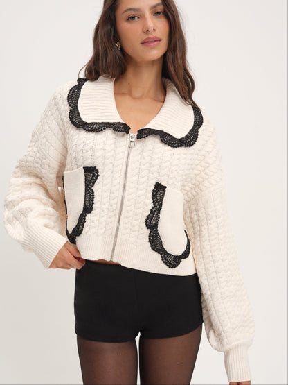 Tierra Knit Jacket Cream - For Love & Lemons