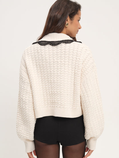 Tierra Knit Jacket Cream - For Love & Lemons