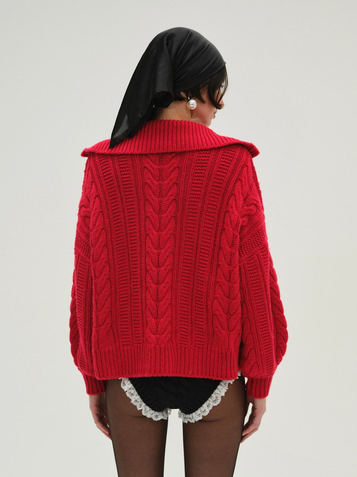 Drina Henley Knit Sweater Red - For Love & Lemons