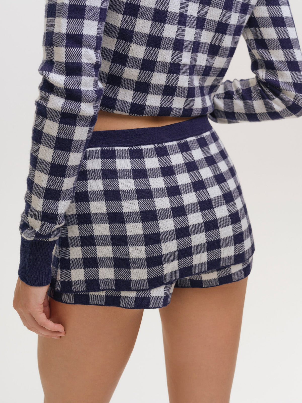 Gingham Knit Skort Navy - For Love & Lemons