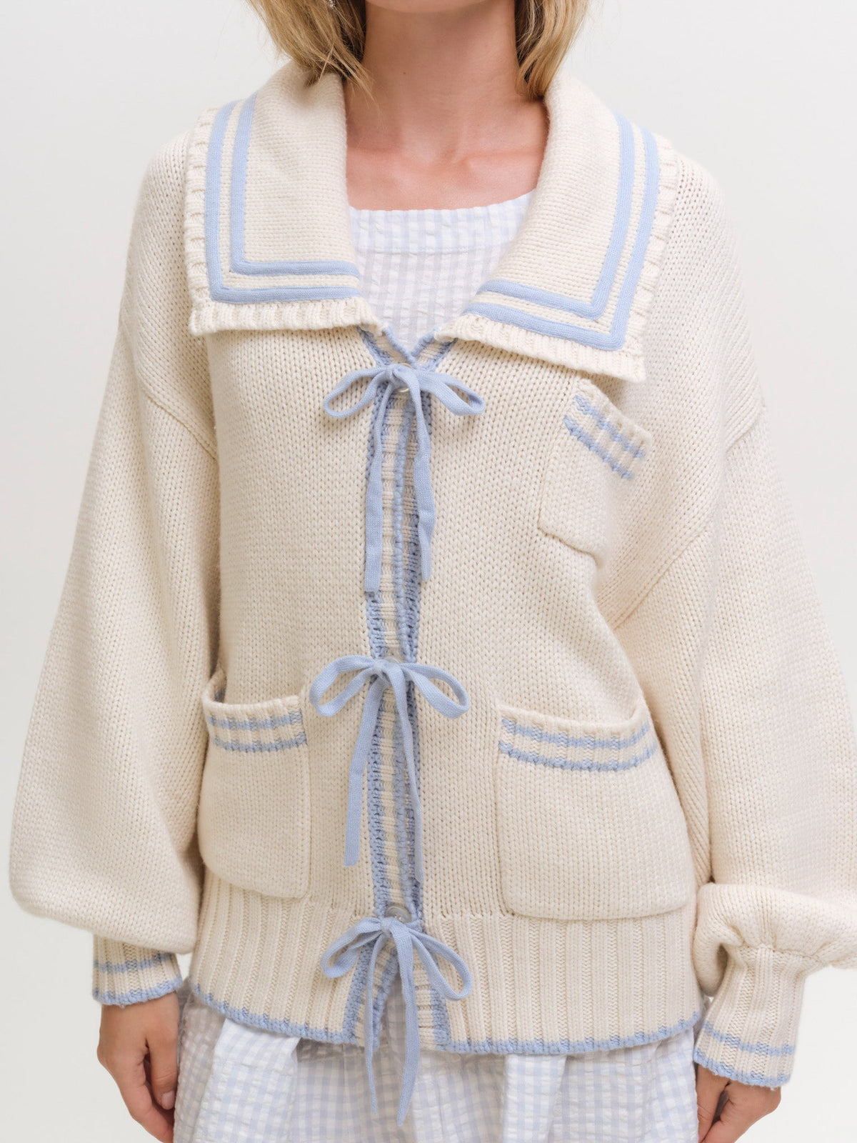 Marina Cardigan Cream Blue - For Love & Lemons