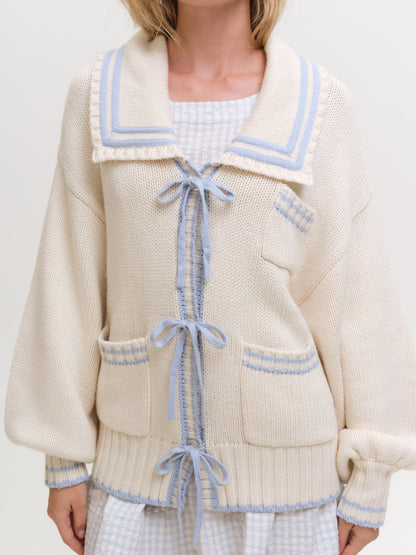 Marina Cardigan Cream Blue - For Love & Lemons