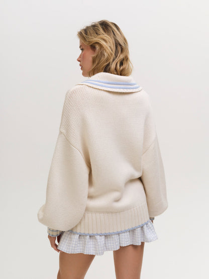 Marina Cardigan Cream Blue - For Love & Lemons