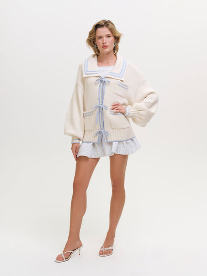 Marina Cardigan Cream Blue - For Love & Lemons