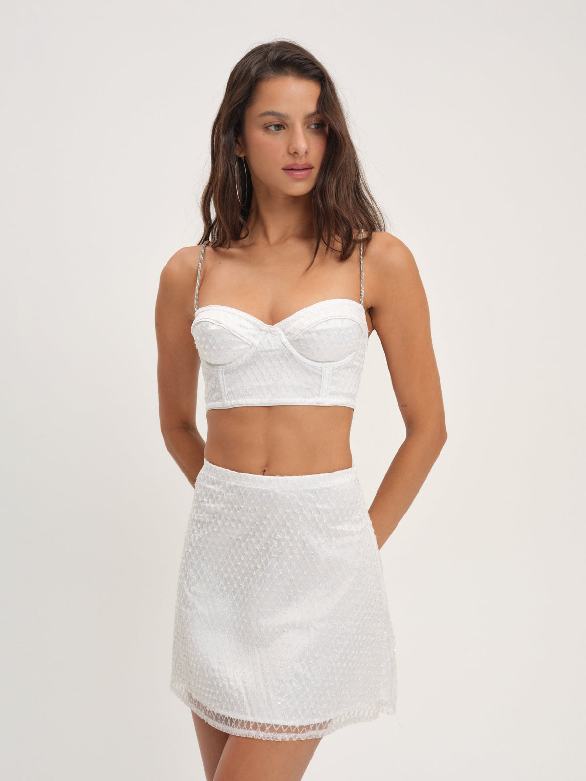 Glitter Grid Mini Skirt White - For Love & Lemons