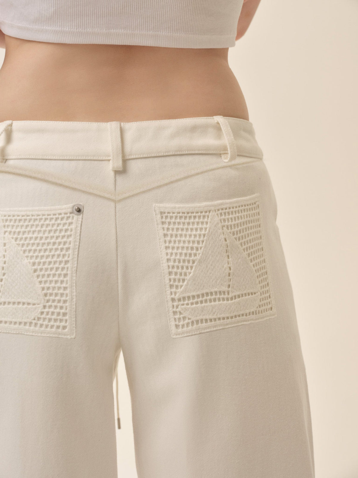 Agnes Denim Pants White - For Love & Lemons