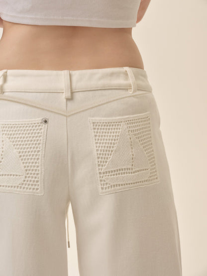 Agnes Denim Pants White - For Love & Lemons