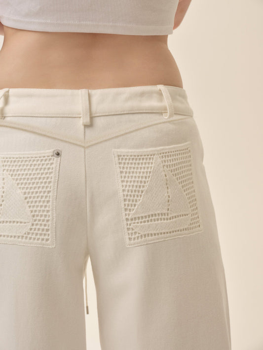 Agnes Denim Pants White - For Love & Lemons