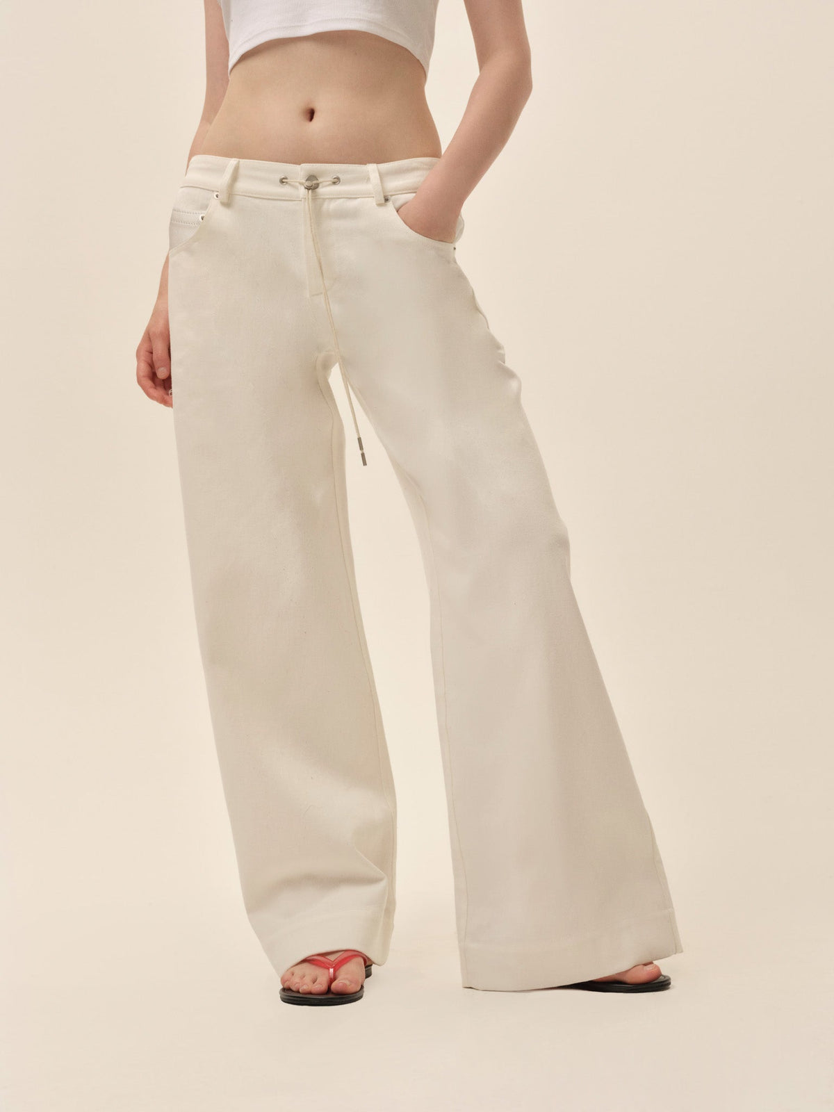 Agnes Denim Pants White - For Love & Lemons
