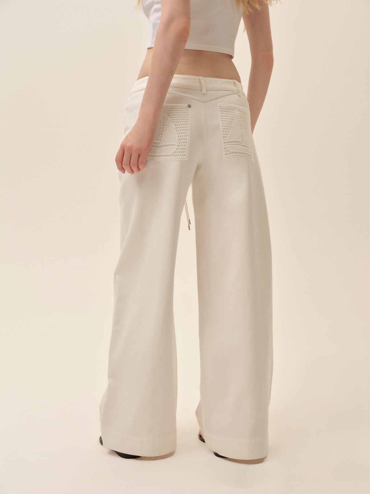 Agnes Denim Pants White - For Love & Lemons