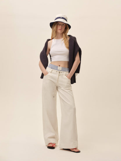 Agnes Denim Pants White - For Love & Lemons