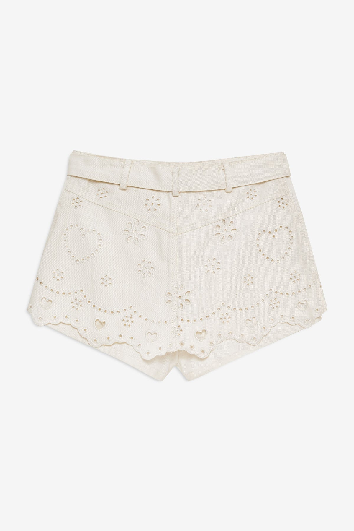 Heart Eyelet Denim Skort White - For Love & Lemons
