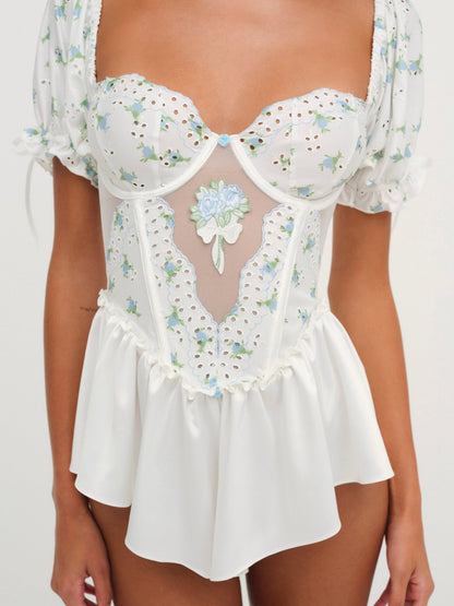 Budding Blossom Sleep Romper White - For Love & Lemons