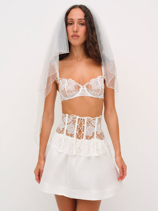 Blushing Blooms Mini Skirt White - For Love & Lemons