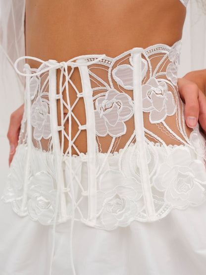 Blushing Blooms Mini Skirt White - For Love & Lemons