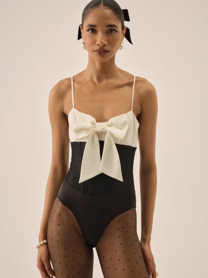 Emalie Taffeta Bodysuit Black - For Love & Lemons