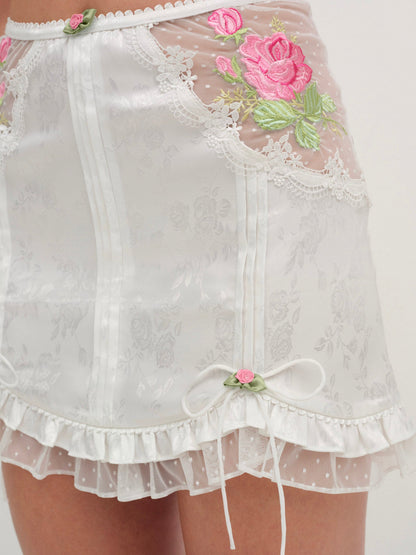 Heirloom Rose Slip Skirt White - For Love & Lemons