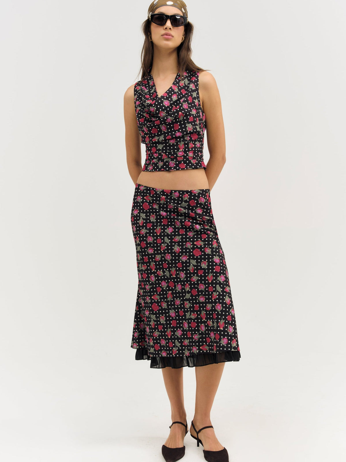Betty Bud Midi Skirt Black - For Love & Lemons