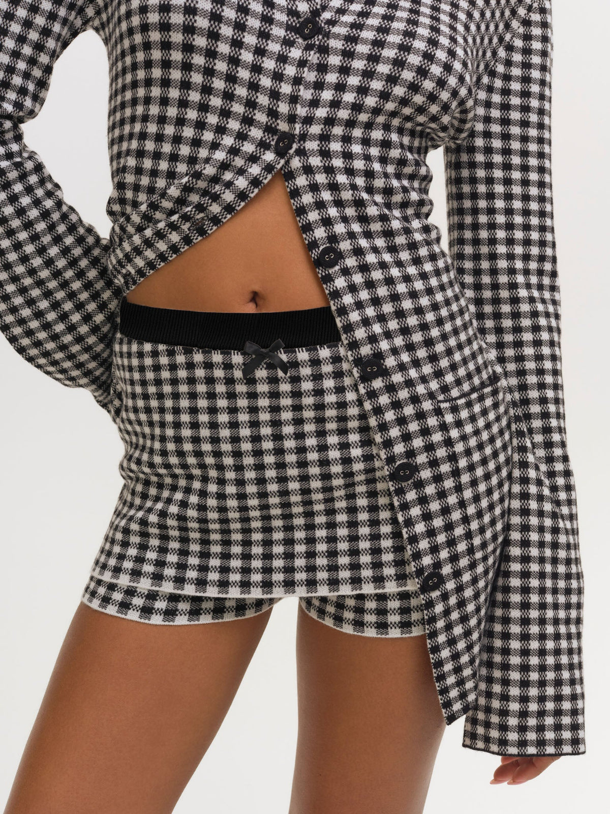 Gingham Knit Skort Black - For Love & Lemons