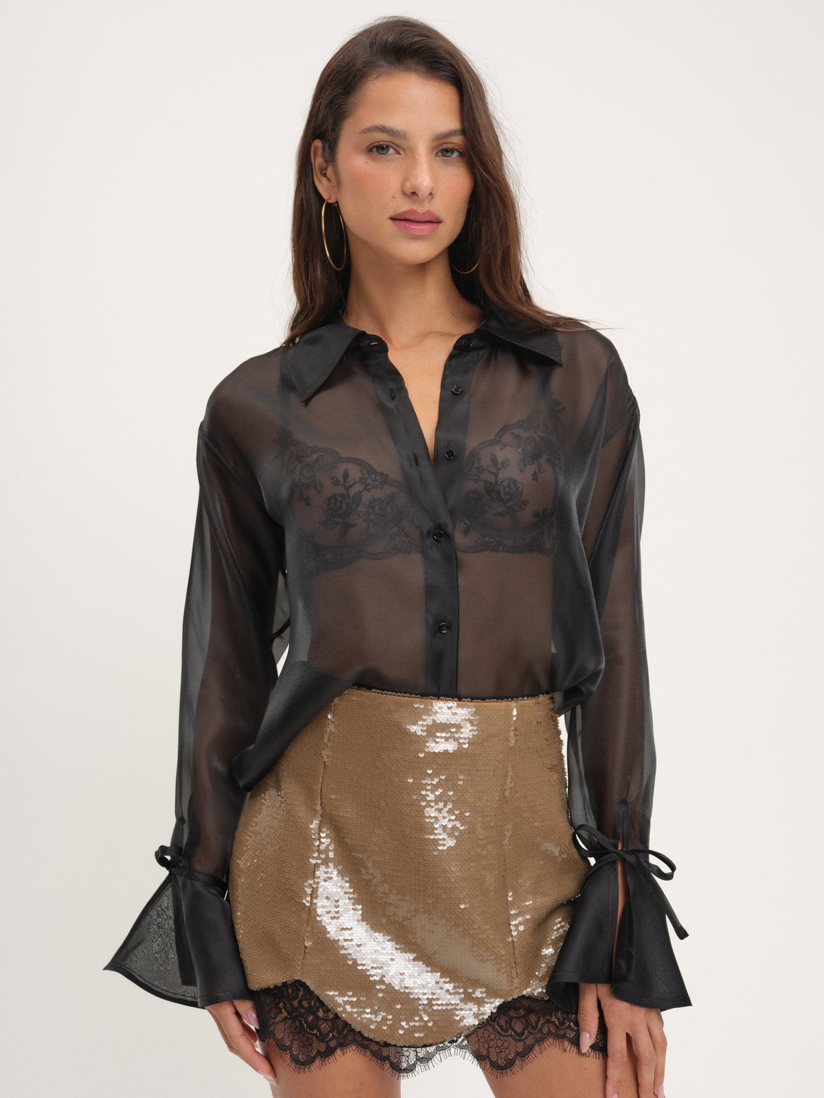 Sylvie Sequin Mini Skirt Brown - For Love & Lemons