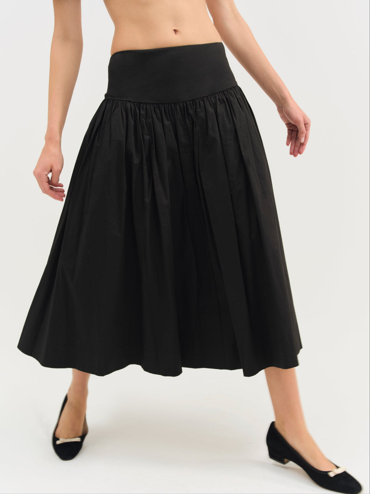 Helena Poplin Midi Skirt Black - For Love & Lemons