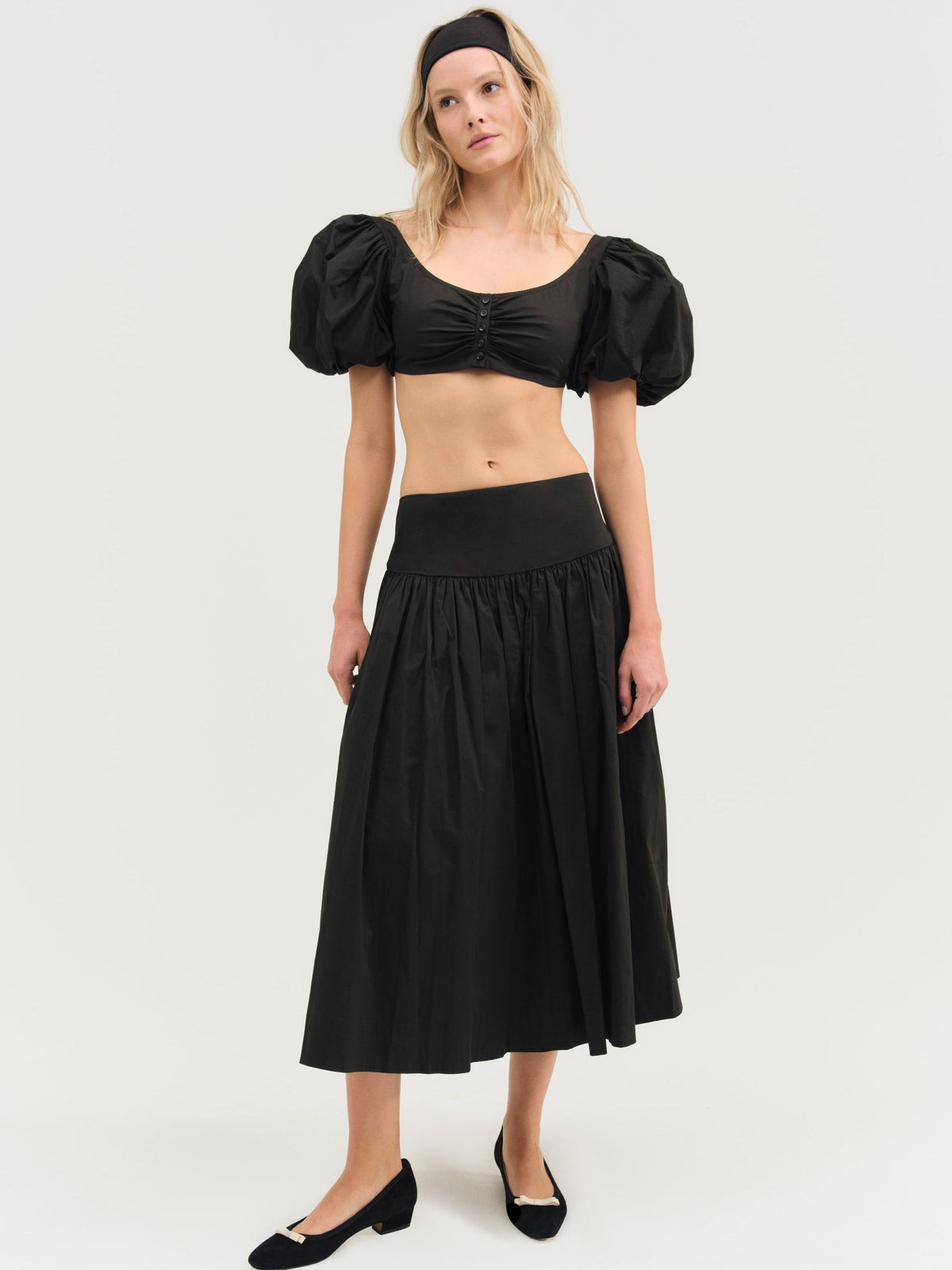 Helena Poplin Midi Skirt Black - For Love & Lemons