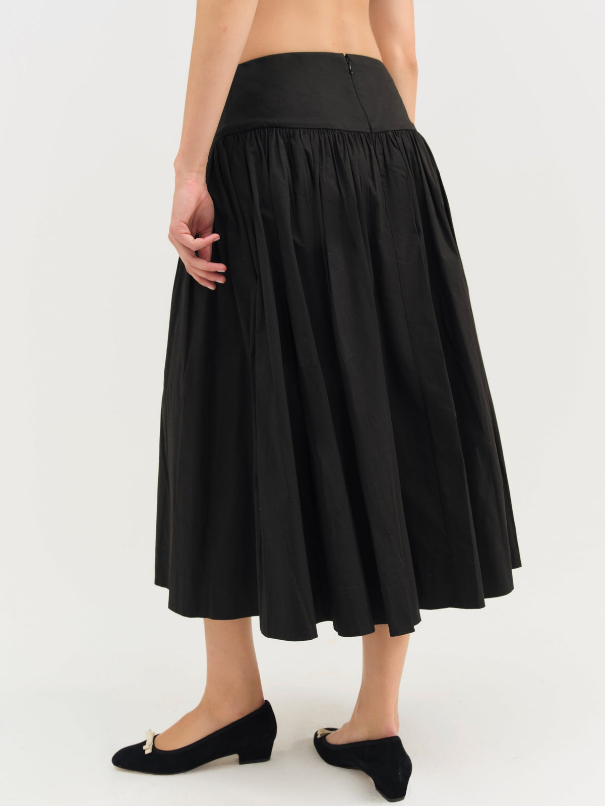 Helena Poplin Midi Skirt Black - For Love & Lemons