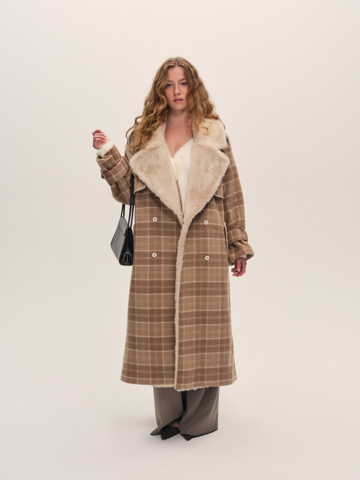 Poet Plaid Oversized Coat Tan - For Love & Lemons