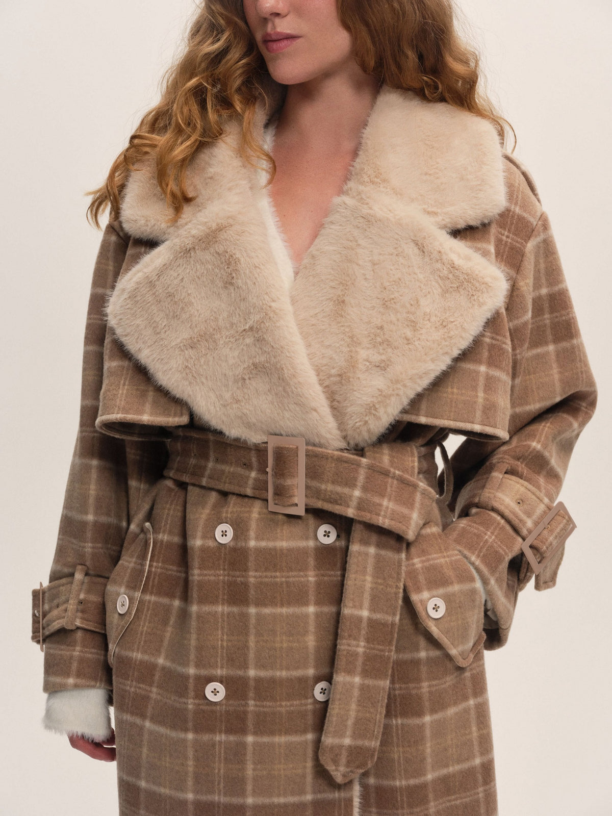 Poet Plaid Oversized Coat Tan - For Love & Lemons