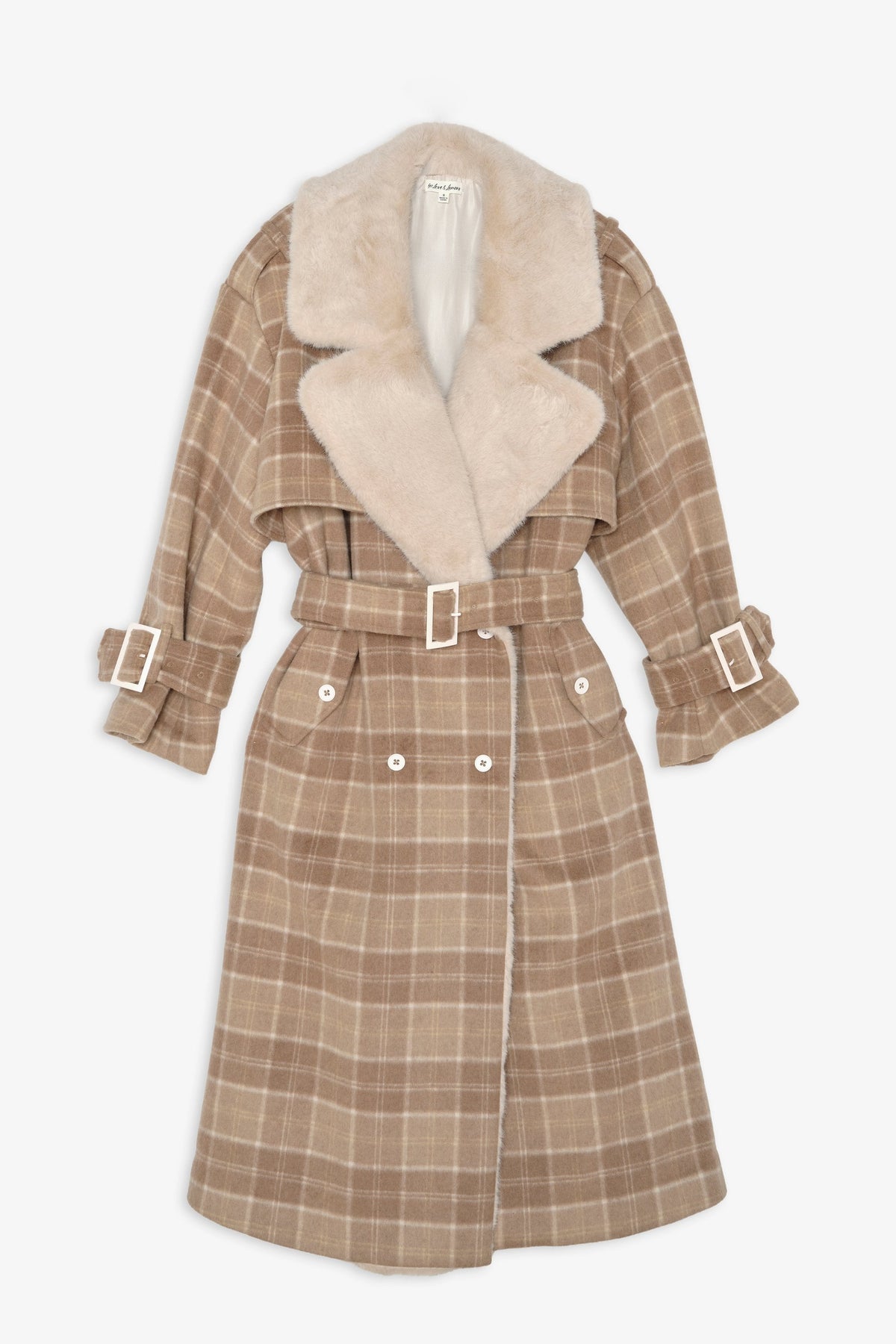 Poet Plaid Oversized Coat Tan - For Love & Lemons